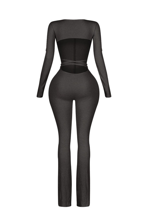 Boerne Ribbed Knit Long Sleeve Jumpsuit